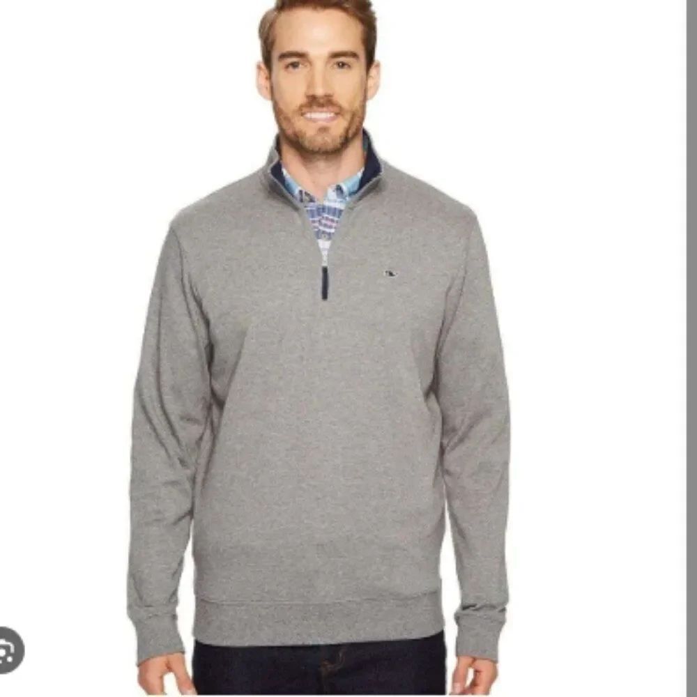 Like New! Vineyard Vines Men's Saltwater Quarter-Zip Pullover Sweater Gray in L